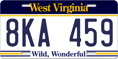 WV license plate 8KA459