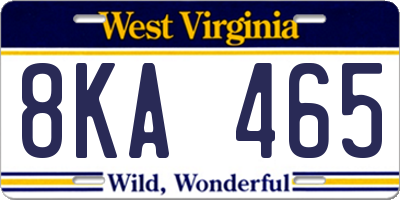 WV license plate 8KA465