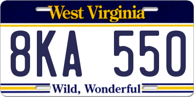 WV license plate 8KA550