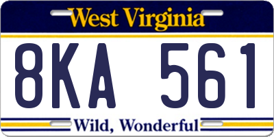 WV license plate 8KA561