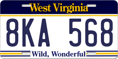 WV license plate 8KA568