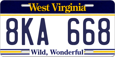 WV license plate 8KA668