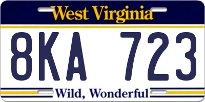 WV license plate 8KA723