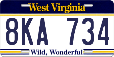 WV license plate 8KA734