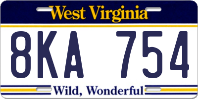 WV license plate 8KA754