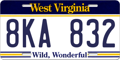WV license plate 8KA832