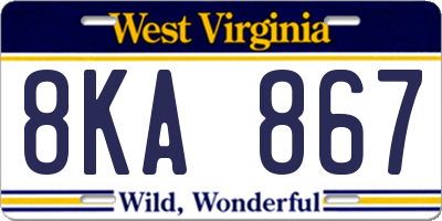 WV license plate 8KA867