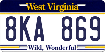 WV license plate 8KA869