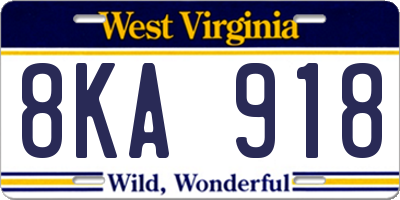 WV license plate 8KA918