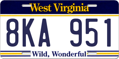 WV license plate 8KA951