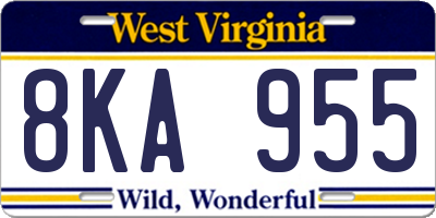 WV license plate 8KA955