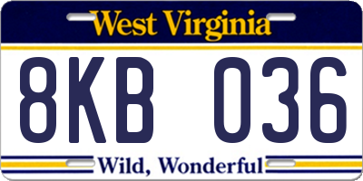 WV license plate 8KB036