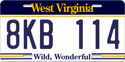 WV license plate 8KB114