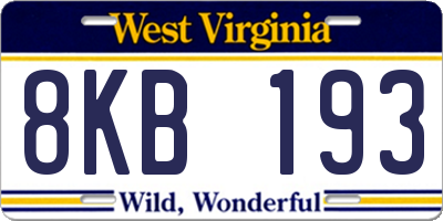 WV license plate 8KB193