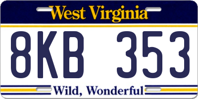 WV license plate 8KB353