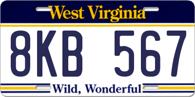 WV license plate 8KB567