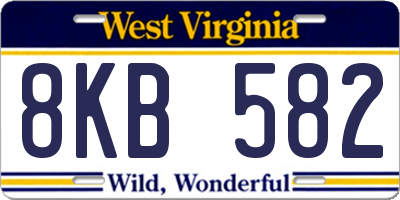 WV license plate 8KB582