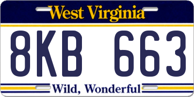 WV license plate 8KB663