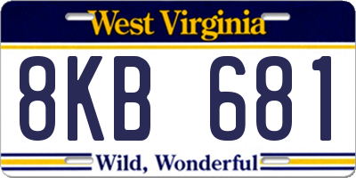 WV license plate 8KB681