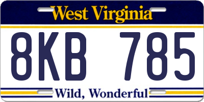 WV license plate 8KB785