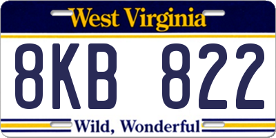 WV license plate 8KB822
