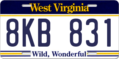 WV license plate 8KB831
