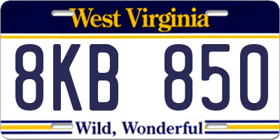 WV license plate 8KB850