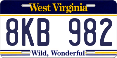 WV license plate 8KB982
