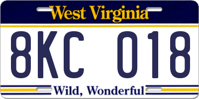 WV license plate 8KC018