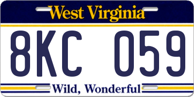 WV license plate 8KC059