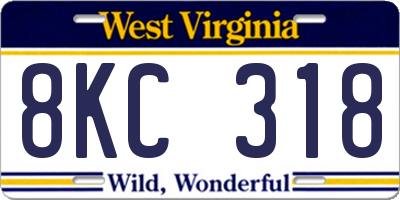 WV license plate 8KC318