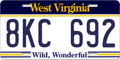 WV license plate 8KC692