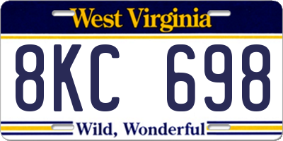 WV license plate 8KC698