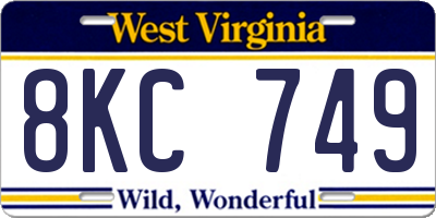 WV license plate 8KC749