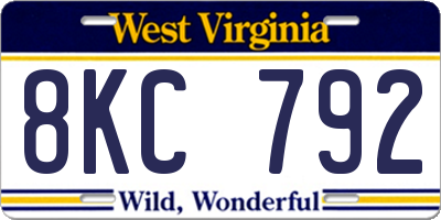 WV license plate 8KC792