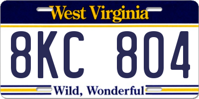 WV license plate 8KC804