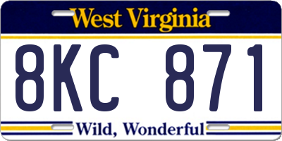WV license plate 8KC871