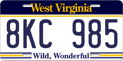 WV license plate 8KC985