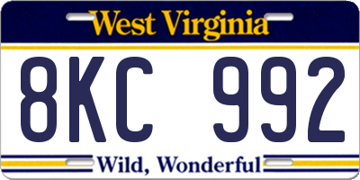 WV license plate 8KC992