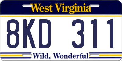 WV license plate 8KD311