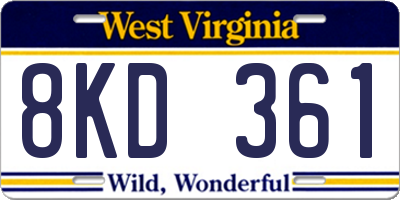 WV license plate 8KD361