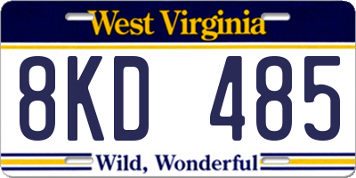 WV license plate 8KD485