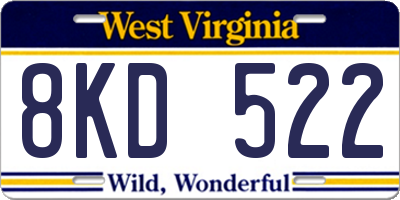 WV license plate 8KD522