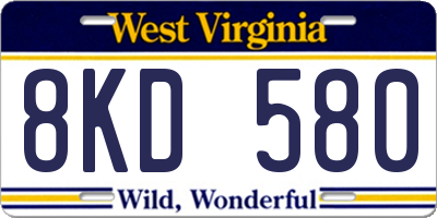WV license plate 8KD580