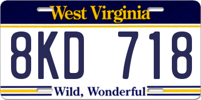 WV license plate 8KD718