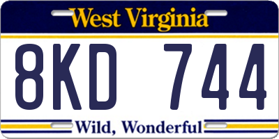 WV license plate 8KD744