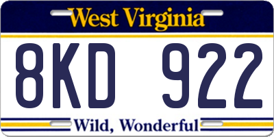WV license plate 8KD922