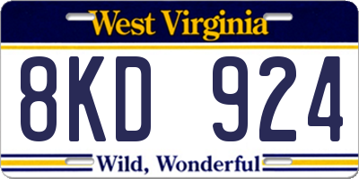 WV license plate 8KD924