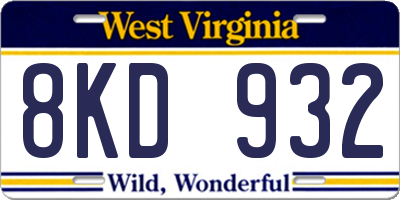 WV license plate 8KD932