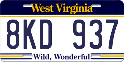 WV license plate 8KD937
